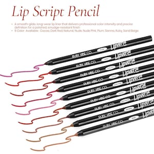 Długotrwała, odporna na rozmazywanie konturówka do ust – 9 kolorów – Lip Script | Ruby Vibe Co