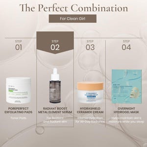 Hand holding Ruby Vibe Co Radiant Boost Serum bottle against neutral background, sleek design with minimalist label.