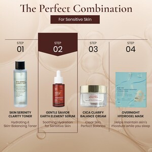 Model applying Ruby Vibe Co Gentle Savior Serum on cheek using dropper, promoting hydration for calm and soft skin.