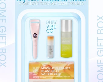 Ruby Vibe Co Moonlit Elegance Glass Jelly Cat Eye Set, Neutral Tones (6 Bottles)