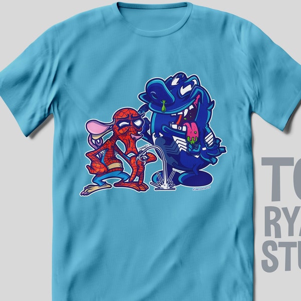 Spider Ren and Stimpom Tee Shirt / MashUp / Men and Women's Fitted T Geekery / Geekdom / Nostalgia by Tom Ryan's Studio