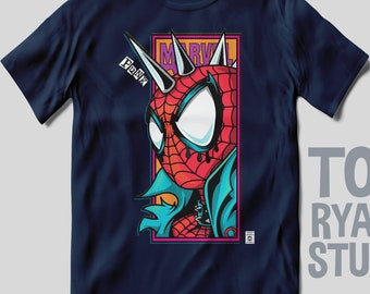 Punk Spidey Guy T Shirt / MashUp / Men and Women's Fitted T Geekery / Geekdom / Nostalgia by Tom Ryan's Studio