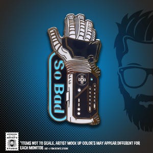 Power Glove Enamel Pin: 2&quot; Black Metal Lapel Pin