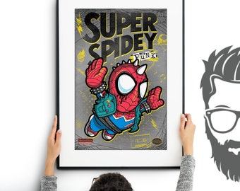 Super Spidey Punk Bro Art Print Re Mix / Geekery / Comic Book / Super Hero / Poster by Tom Ryan's Studio