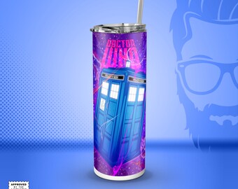 Space Police Box Exotic 20oz Skinny Tumbler with Straw