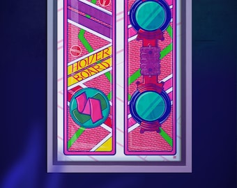 Back to the Future Hoverboard Art Print: 1980s Retro Movie Poster (11x17)