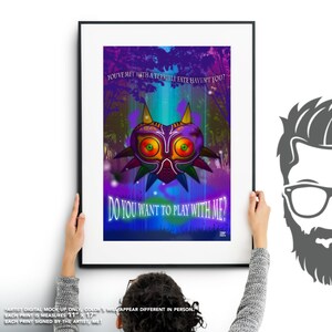 The Legend of Zelda Mask of Majora Nintendo Geekery Poster, Fine Art Print, Retro Gamer Art