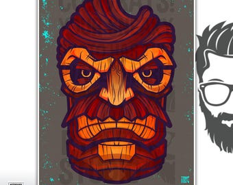 Tiki mask Swanson Mini Art Print 8.5x11