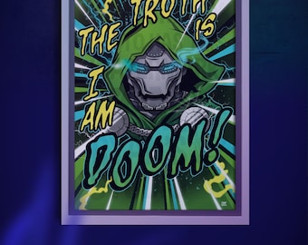 Doom Comic Book Art Print: Iron Man Mashup Parody