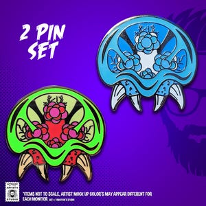 Metroid Hard Enamel Hat Pin NEW color variants Green or Frozen Blue Set
