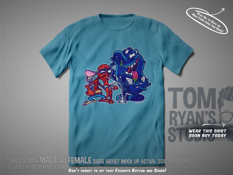 Spider Ren and Stimpom Tee Shirt / MashUp / Men and Women's Fitted T Geekery / Geekdom / Nostalgia by Tom Ryan's Studio image 5