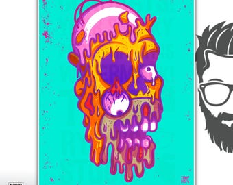 Melty cartoon face Mini Art Print 8.5x11