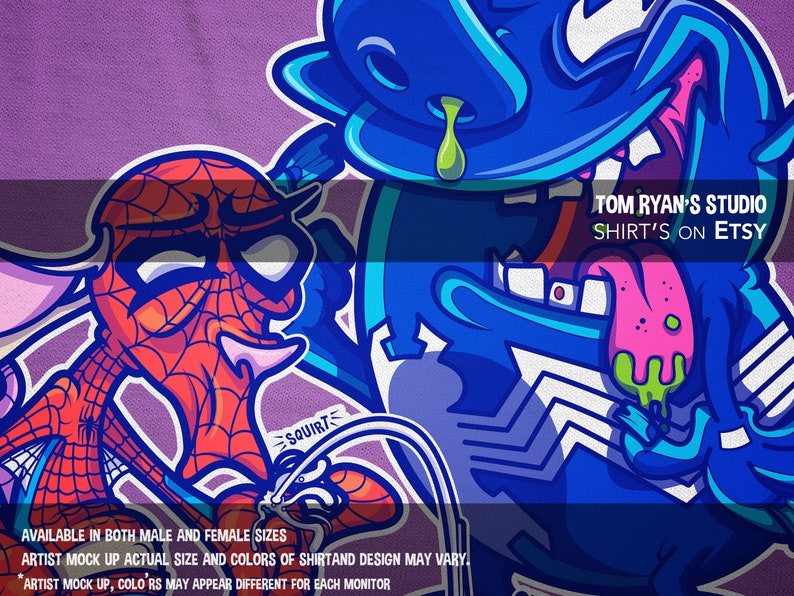 Spider Ren and Stimpom Tee Shirt / MashUp / Men and Women's Fitted T Geekery / Geekdom / Nostalgia by Tom Ryan's Studio image 4