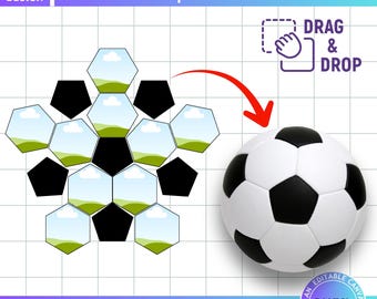 Soccer Panel Canva Editable Template, Custom Soccer Ball Panel, Photo Ball Wrap, Printable Soccer Ball, Canva Frame, DIY Drag and Drop