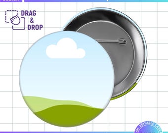 Button Pin Mockup, Round Pin Back Mockup Editable Canva Template, Drag and Drop, Customizable Circle Button Pin Mockup, Product Display, POD