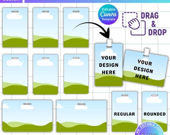 ID Badge Editable Canva Template, Name ID Badge, Staff Access Card, Drag and Drop, Printable Identification Card, DIY Employee Badge