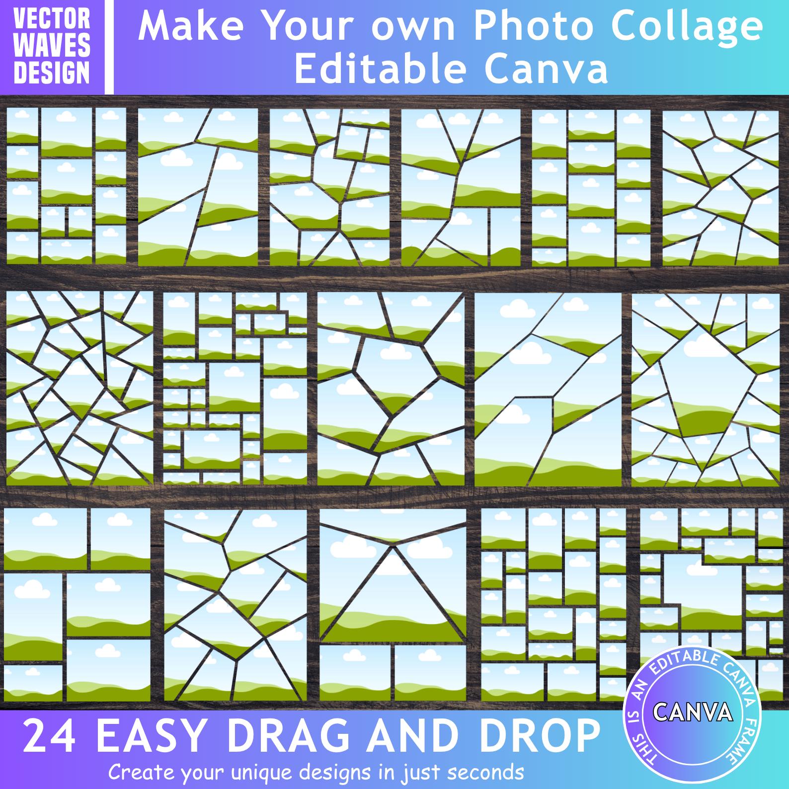 Photo Collage Editable Canva Frame Template, Picture Collage, Drag and ...