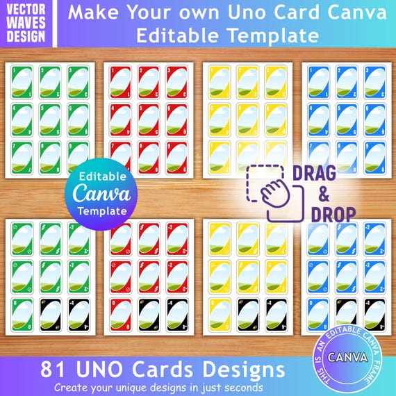 Uno Card Template, Canva Playing Card Template, Customizable Game Cards for Personalized Party Games, Digital Download Printable