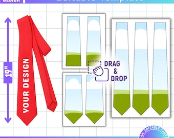 Tie Editable Canva Frame Template, Tie Sublimation Template, Neck Tie Template, Printable Mens Tie, Easy Drag and Drop, Blank Template