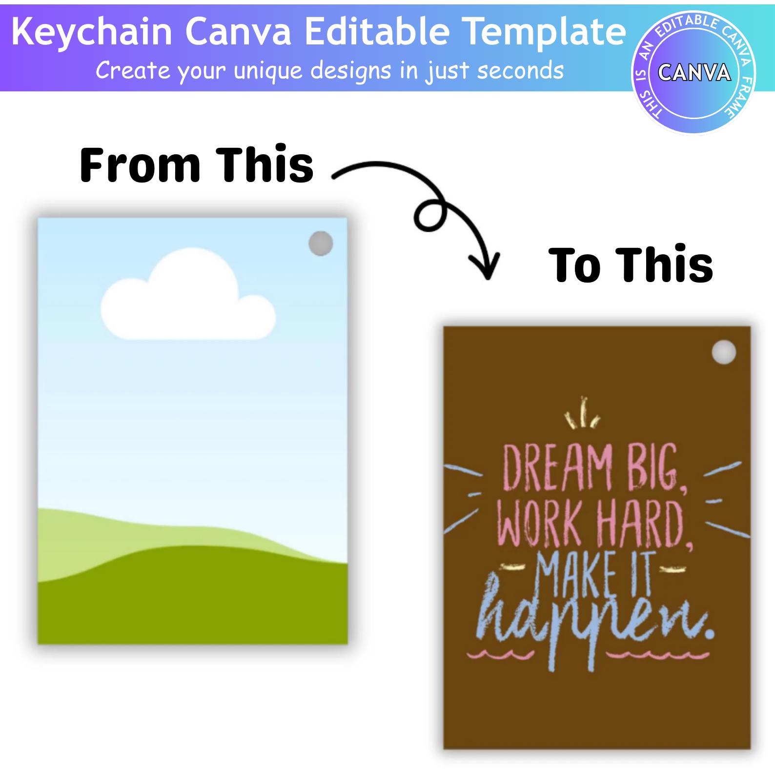 Keychain Frame Editable Keychain Canva Editable Template, Rectangle Keychain Sublimation, Motel ...