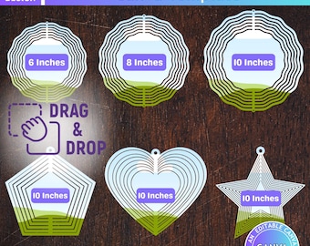 Wind Spinner Bundle Editable Canva Template, Wind Spinner for Sublimation, Easy Drag and Drop, DIY Custom Canva Frame, Wind Spinner Mockup