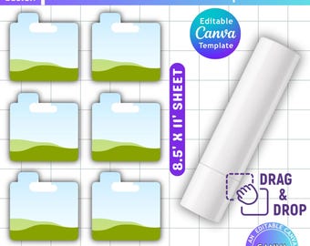 Lip Balm Label Editable Canva Template, Lip Balm Wrap Packaging, Lip Gloss Label, Chapstick Label, Drag & Drop, Lip Balm Sticker Canva Frame