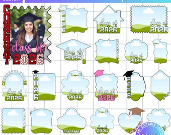 2026 Graduation Paddle Fan Template Bundle, 2026 Grad Fans Template, Custom kids Grad Fan, Graduation Cake Topper, Grad 2026