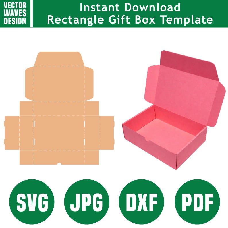 Pink Rectangular Gift Box Rectangle Gift Box Template: Svg, Jpg, Dxf, Pdf (digital Download) - Etsy