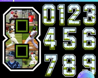 Numero sportivo Canva, collage di foto modificabile, 0-9 ideale per compleanni, anniversari, modello Canva per una cornice per collage di foto numerate