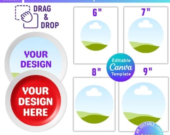 Paper Plates Canva Templates, Editable Charger Plate Template Bundle, Party Favor Template, Kitchen Plate, Plate Charger Circle Template