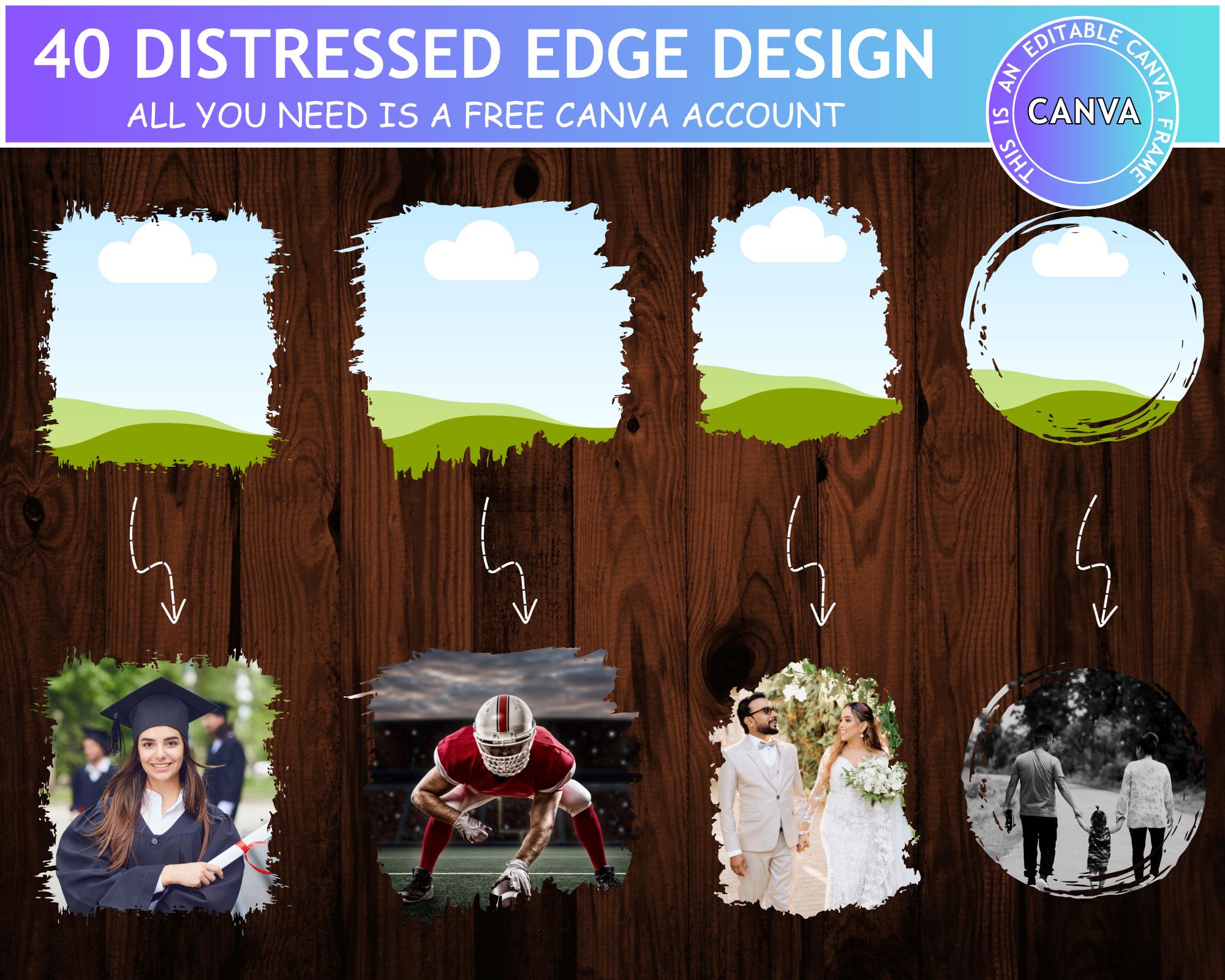 Bleach Effect Distressed Edge Canva Frames Bundle - Drag & Drop Photo ...