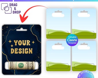 Money Holder Card Editable Canva Template, Printable Money Gift Card Holder Template, Easy Drag and Drop, 8.5"x11" Sheet, DIY Blank Template
