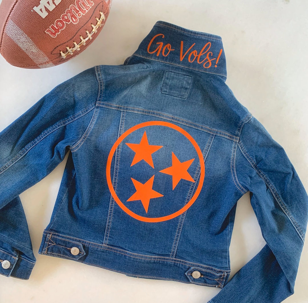 Tennessee Vols Denim Jacket Go Vols University of Tennessee Volunteers College Game Day Outfit