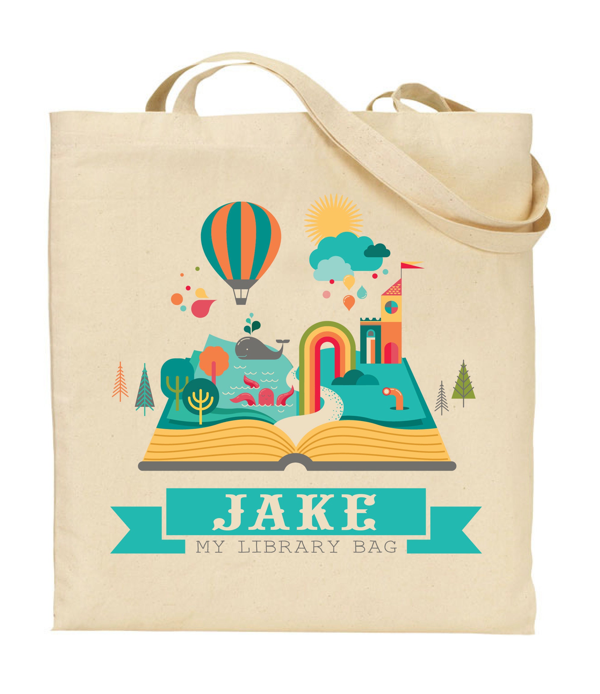 Library Tote for Kids Custom Printed Library Book Bag Etsy