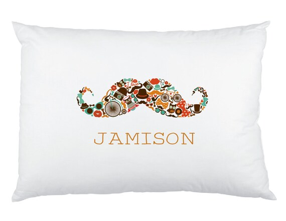 Boy S Hipster Mustache Personalized Pillowcase Custom Etsy