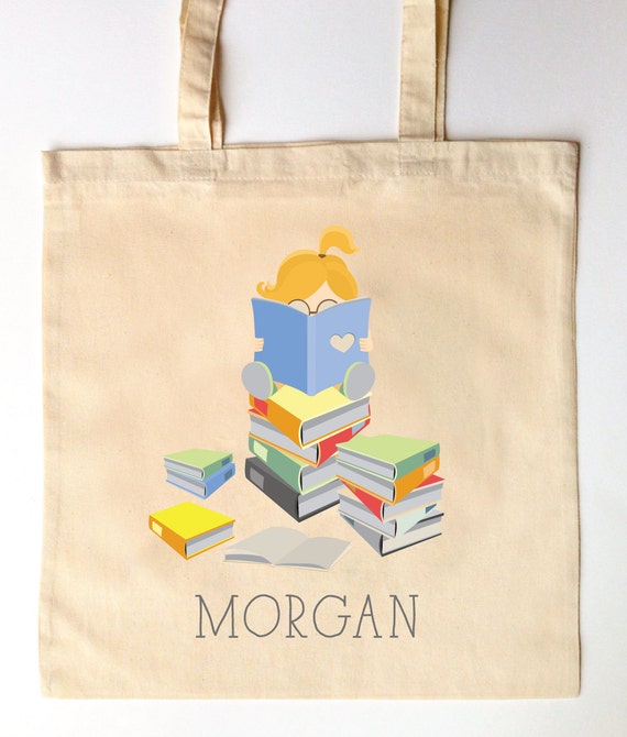 Cotton Tote Bag can be personalised Book Worm Canvas