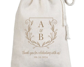Muslin Bags Wedding Favor Bags - Custom Printed Cotton Printed Guest Bags - Wedding Favor Muslin Sack - Fully Customizable Guest Favors
