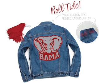 Roll Tide Denim Jacket - Go Bama! - University of Alabama - College Game Day Outfit - Crimson Tide Jean Jacket