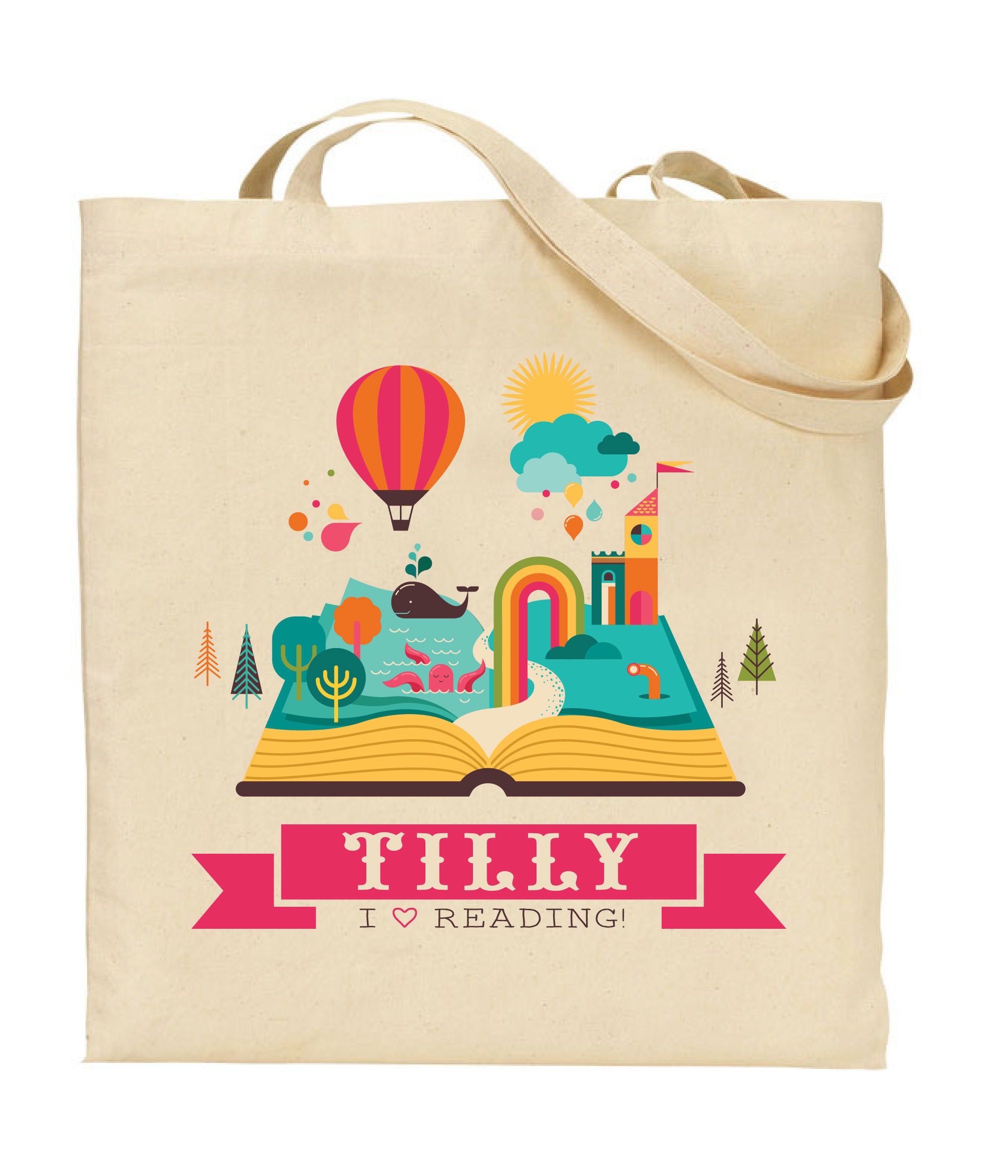 Library Tote for Kids Custom Printed Library Book Bag Etsy