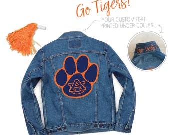 Auburn University UA Tiger Paw Denim Jacket - Go Tigers! - University of Auburn - College Game Day Outfit - Jean Jacket