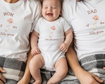 Personalized One Silly Goose Matching Shirt, one silly goose birthday, Funny Baby Bodysuit, Mom And Dad Shirt, First Birthday Outfit