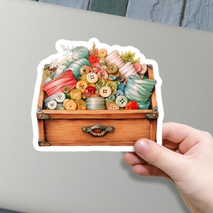 Stickers découpés dans une boîte d'accessoires de couture, Sticker pour ordinateur portable sur le thème de l'artisanat, accessoire d'agenda, complément pour carte, petit cadeau de papeterie pour couturière