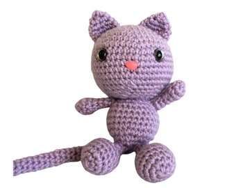 Crochet Cat Doll in Pale Plum - MADE TO ORDER