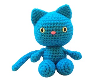 Crochet Cat Doll in Turquoise Blue