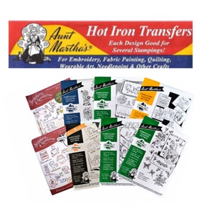 Aunt Martha's Hot Iron Transfers, Discontinued or Hard to Find Iron on Designs to Embroider or Paint, for Fabric, Linens, and Clothing image 1