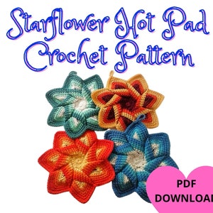 Star Flower Potholder Crochet Pattern PDF Download image 1