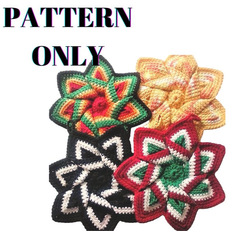Star Flower Potholder Crochet Pattern PDF Download image 3