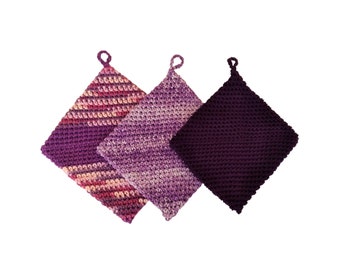 Large Double Thick Hot Pad in Assorted Shades of Purple