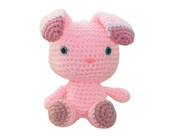 Two-Toned Crochet Bunny in Light Pink and Country Rose