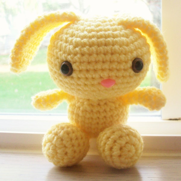 RESERVED FOR KARLA1LILY - Cute Spring Bunny - Light Lemon Yellow Crochet Bunny Doll (Finished Doll)